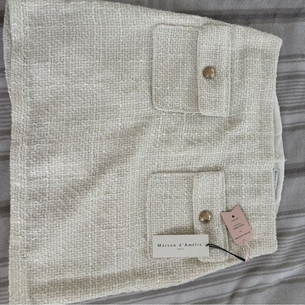 Maison d'Amélie Cream Textured Skirt